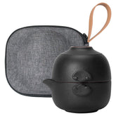 Solo Black Gaiwan Tea Set - Portable Ceramic Cup with Anti-Scald Handle